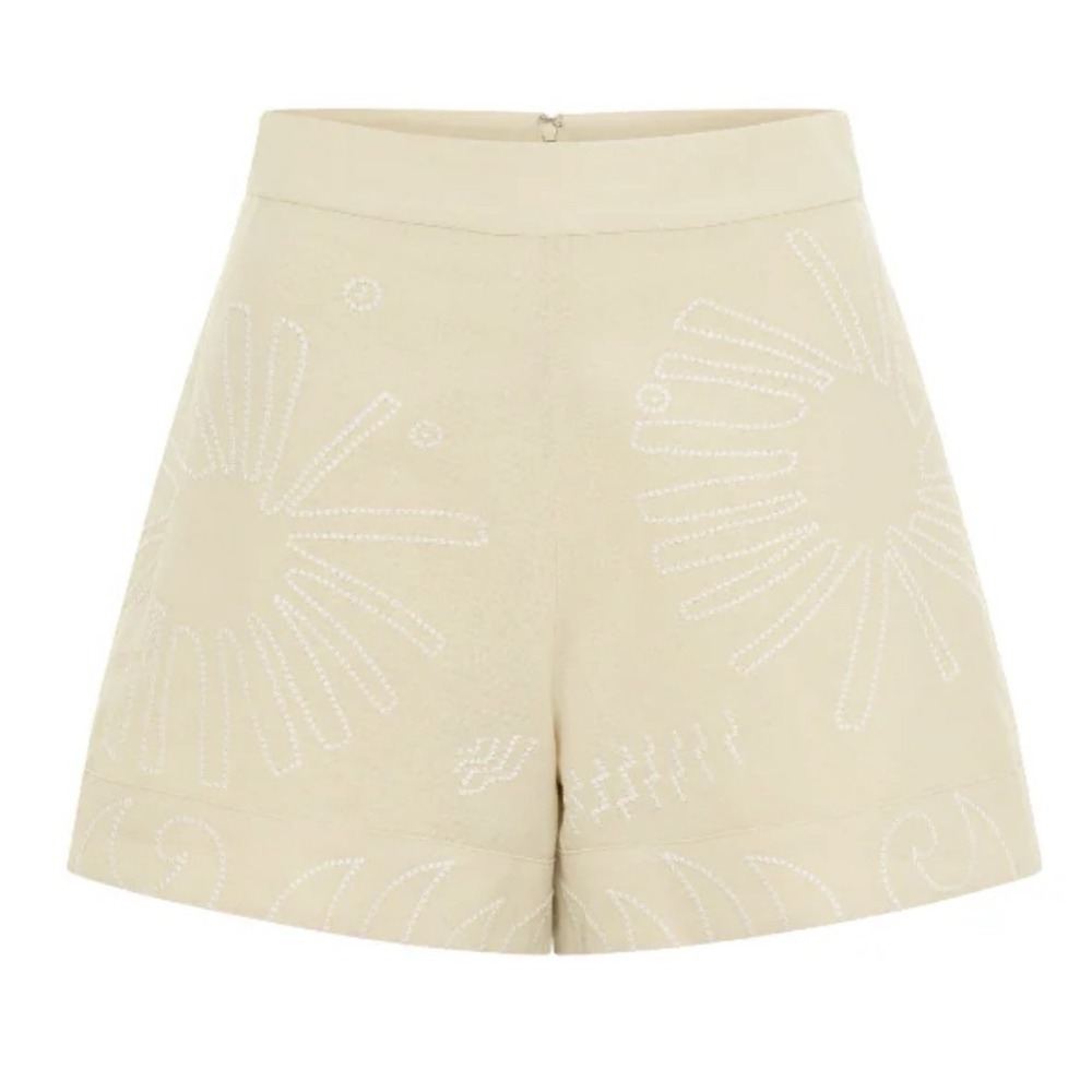Anna Cate Lizzie Short In‎ Neutral Linen Cotton Embroidered Sz XS NWT Tuckernuck